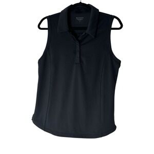 Athleta Polo Shirt Top Women's Large Black Golf Atheisure Stretch Sleeveless